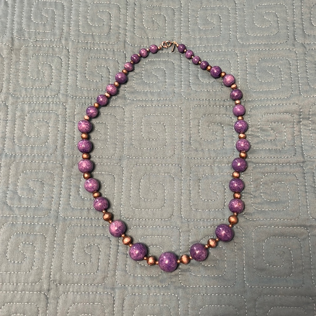 Vintage Karla Jordan Purple/Silver Beaded Necklace